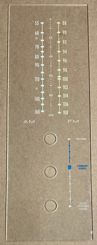 Dial image taken against a tan/brown background to better illustrate dial scale print. Glass is clear other than scale print.