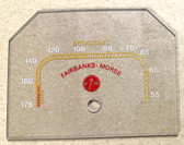 Dial image taken against a tan/brown background to better illustrate light portions of dial scale. Dial is clear other than scale print.