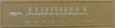 Dial image taken against tan/brown background to illustrate white dial scale print. Dial glass is clear other than dial scale print.