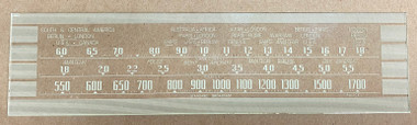 Dial image taken against tan/brown background to better illustrate dial scale printing. Dial glass is clear other than scale print.