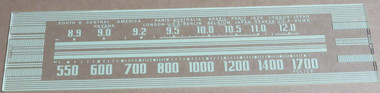 Dial image taken against a tan background to illustrate off white scale printing. Dial is clear other than printing.