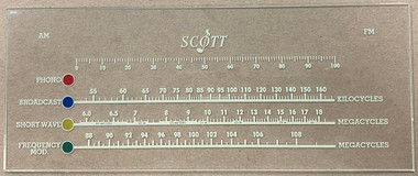 Dial image taken against a tan/brown background to better illustrate dial scale printing. Dial is clear glass other than dial scale print.