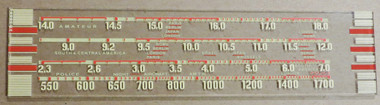 Dial image taken against a tan/brown background to better illustrate dial print. Dial scale is clear other than scale print.