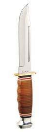 Ka-Bar 1235 Leather Handled Marine Hunter Knife - 617717212352