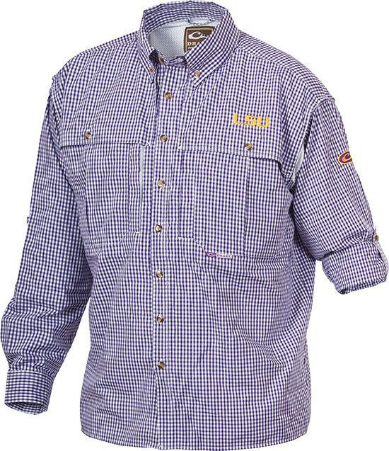 Drake Men's Vented Wingshooter Gameday Long Sleeve LSU Shirt - 659601922565