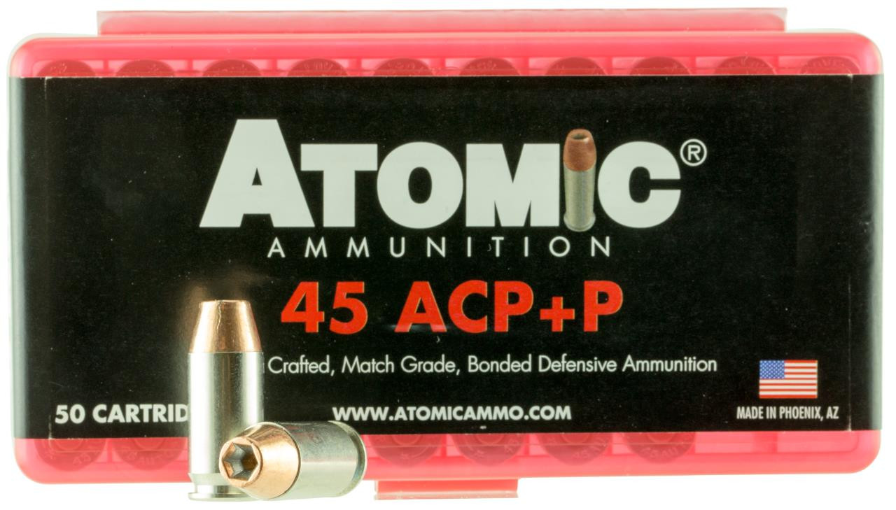 Atomic 00412 Defense 45 ACP +P 185 GR Bonded MHP 50 Bx/ 10 Cs - 858767004126