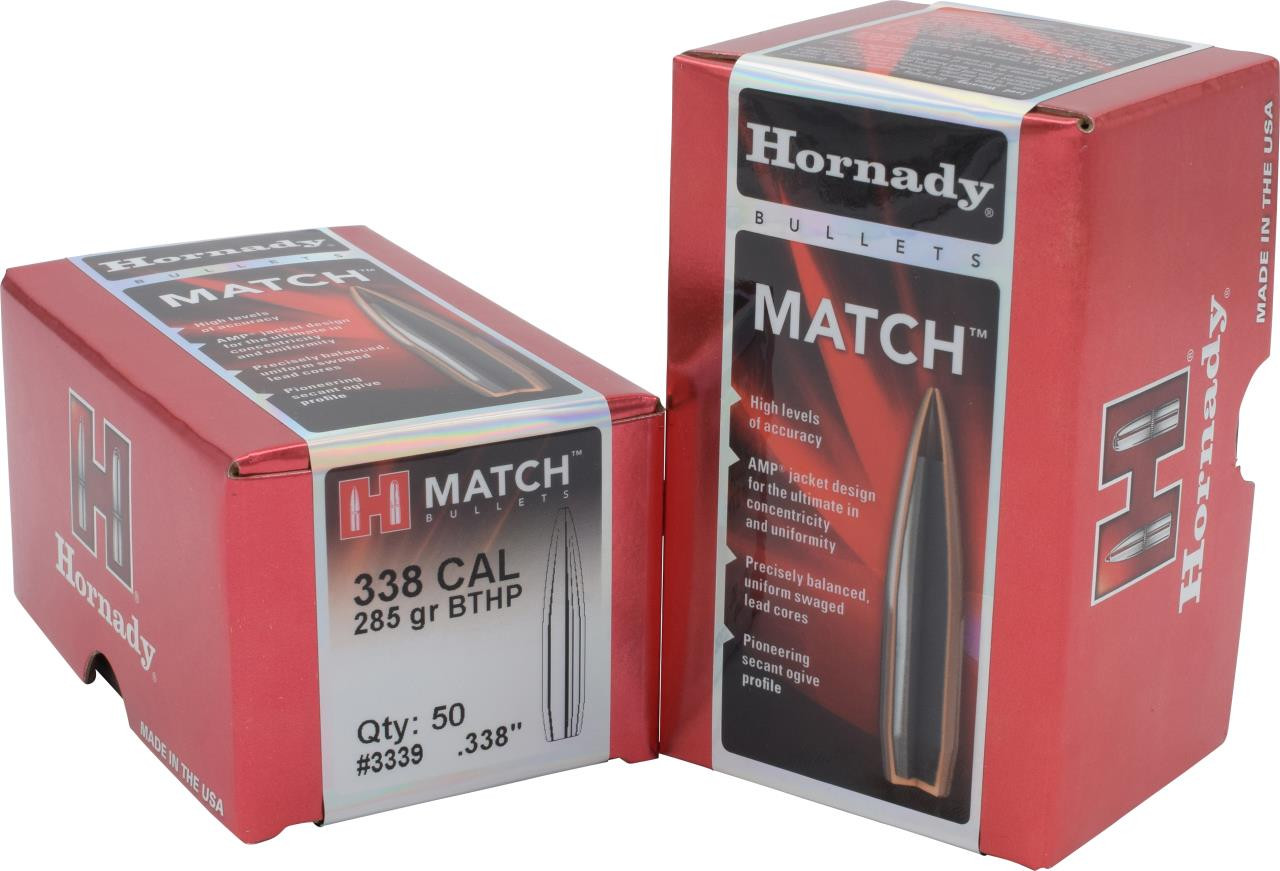 Hornady 3339 Match .338 285 GR 50 Per Box - 902552333912