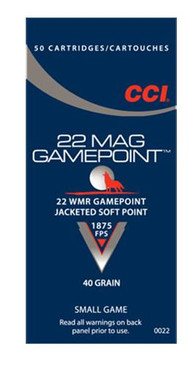 CCI 0022 22Win Mag 40GR Gamepoint Jacketed Soft Point 50Box/40Case - 766830002248