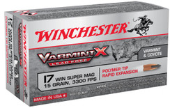 Winchester Ammo X17W15PLF Varmint X 17 Winchester Super Magnum  (WSM) 15 GR Polymer Tip Lead Free 50 Bx/ 10 Cs - 208921039318