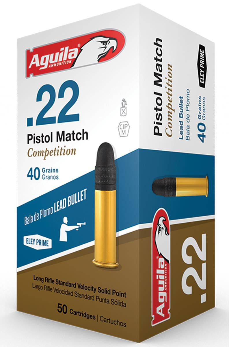 Aguila 1B222516 Match Competition Standard Velocity 22 Long Rifle (LR) 40 GR Lead Round Nose 50 Bx/ 100 Cs - 640420001531