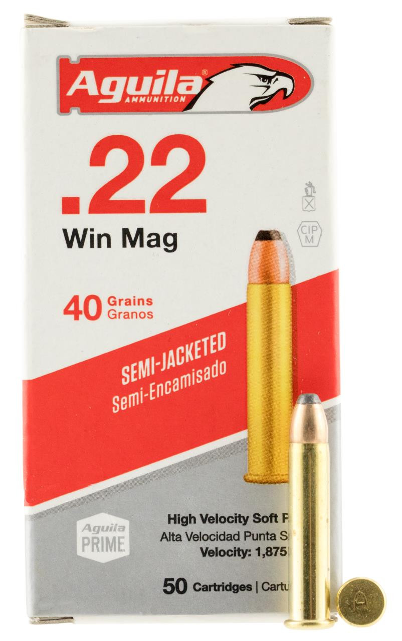 Aguila 1B222401 Silver Eagle 22 Winchester Magnum Rimfire (WMR) 40 GR Jacketed Soft Point 50 Bx/ 20 Cs - 640420001913