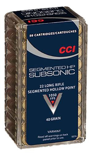 CCI 0074 22LR Subsonic Copper-Plated Segmented HP 40GR 50 Box/100Case - 766830007434