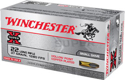 Winchester Ammo X22LRH Super-X 22 Long Rifle 37 GR Lead Hollow Point 50 Bx/100 Cs - 208921001520