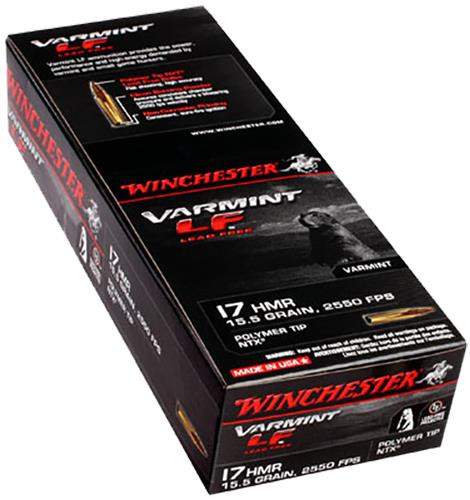 Winchester Ammo S17HMR1LF Varmint 17 Hornady Magnum Rimfire (HMR) 15.5 GR Polymer Tip 50 Bx/ 20 Cs - 208921027810