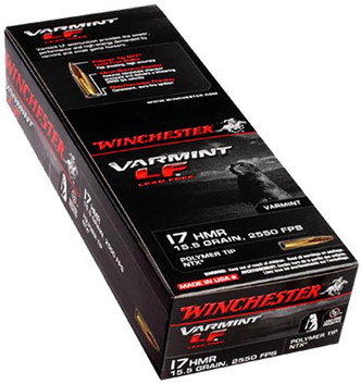 Winchester Ammo S17HMR1LF Varmint 17 Hornady Magnum Rimfire (HMR) 15.5 GR Polymer Tip 50 Bx/ 20 Cs - 208921027810