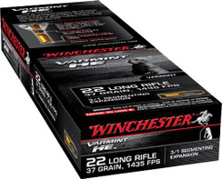 Winchester Ammo S22LRFSP Varmint 22 Long Rifle 37 GR Hollow Point 3/1 Segmenting Core 50 Bx/ 20 Cs - 208921027292