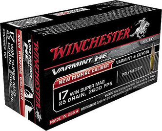 Winchester Ammo S17W25 Varmint 17 Winchester Super Magnum  (WSM) 25 GR Polymer Tip 50 Bx/ 10 Cs - 208921031084