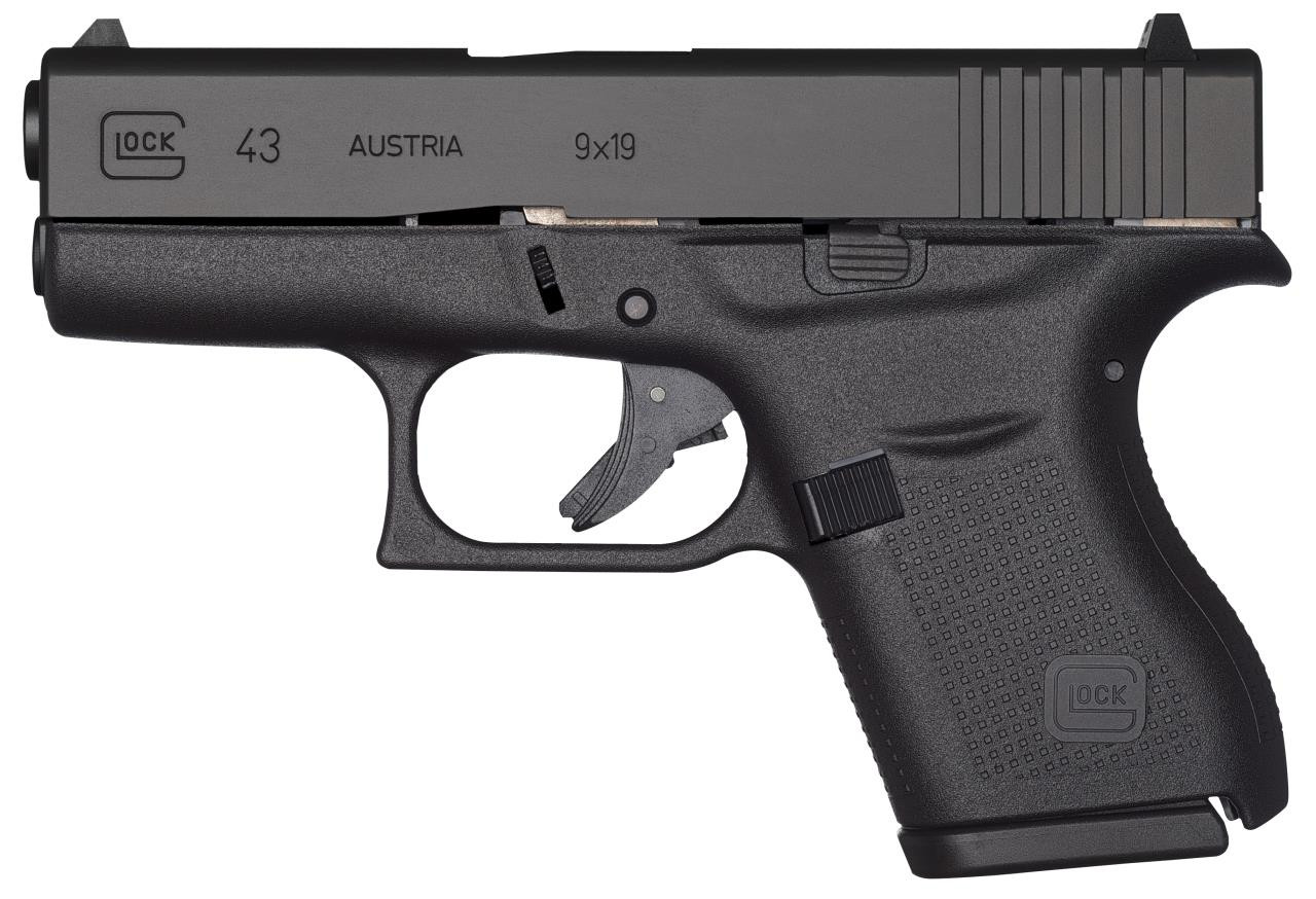 Glock UI4350201 G43 Subcompact Double 9mm Luger 3.39" 6+1 Black Polymer Grip/Frame Grip Black - 764503913358