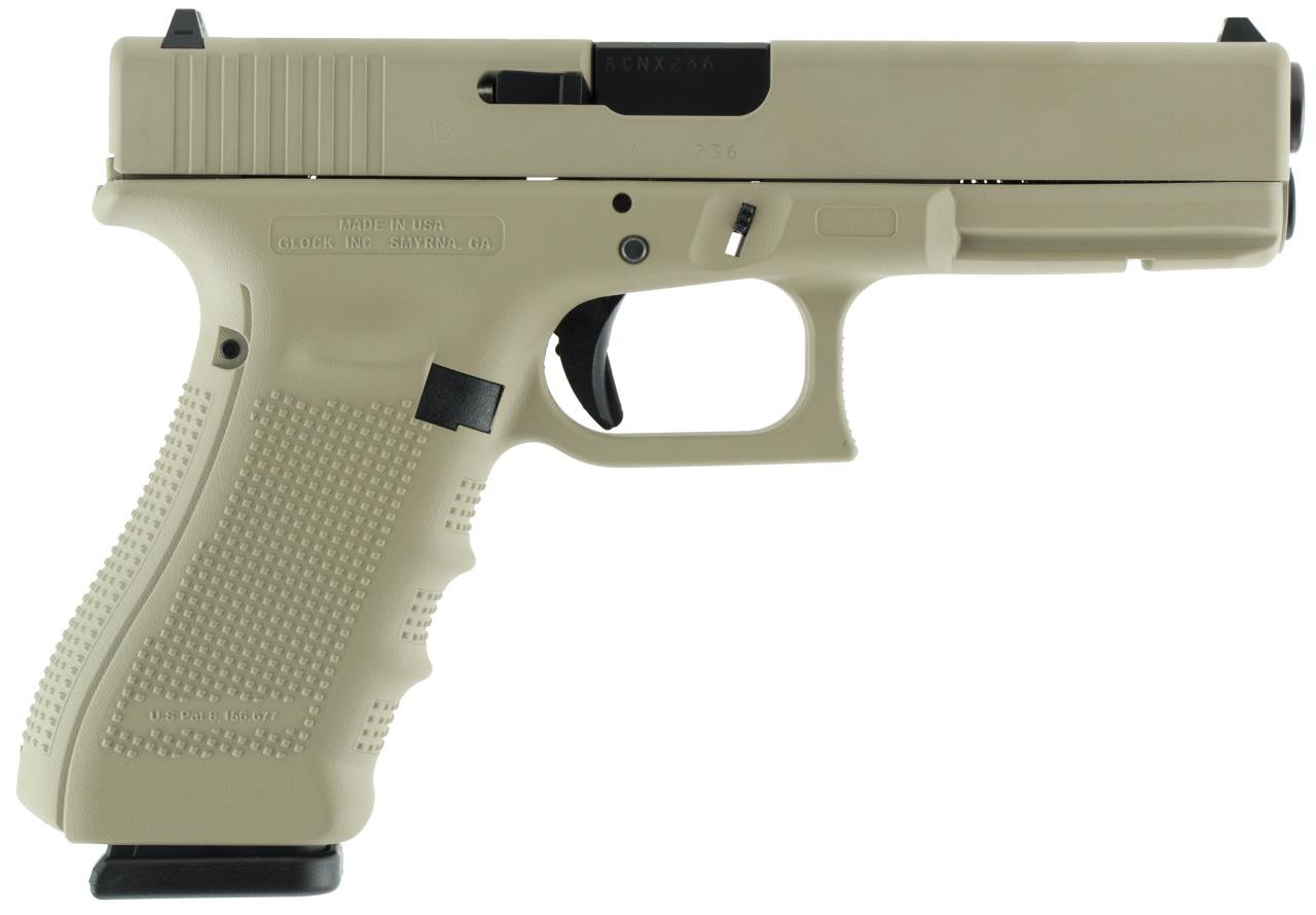 Glock UG1750204 G17 Gen 4 Double 9mm Luger 4.48" 17+1 Desert Tan Interchangeable Backstrap Grip Desert Tan Cerakote - 682146001198