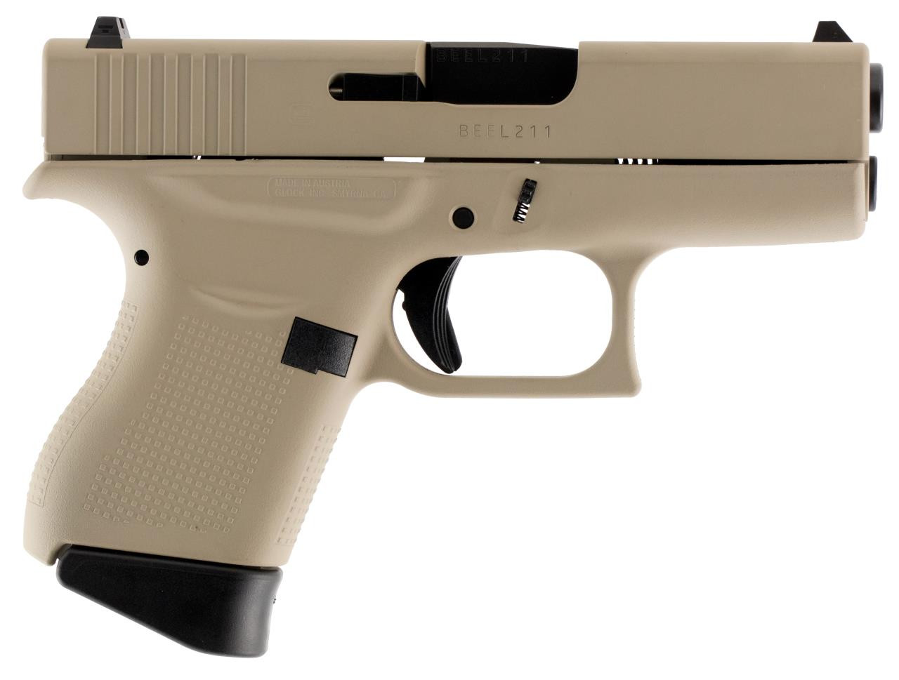 Glock UI4350204 G43 Subcompact Double 9mm Luger 3.39" 6+1 Desert Tan Polymer Grip/Frame Grip Desert Tan Cerakote - 682146001204