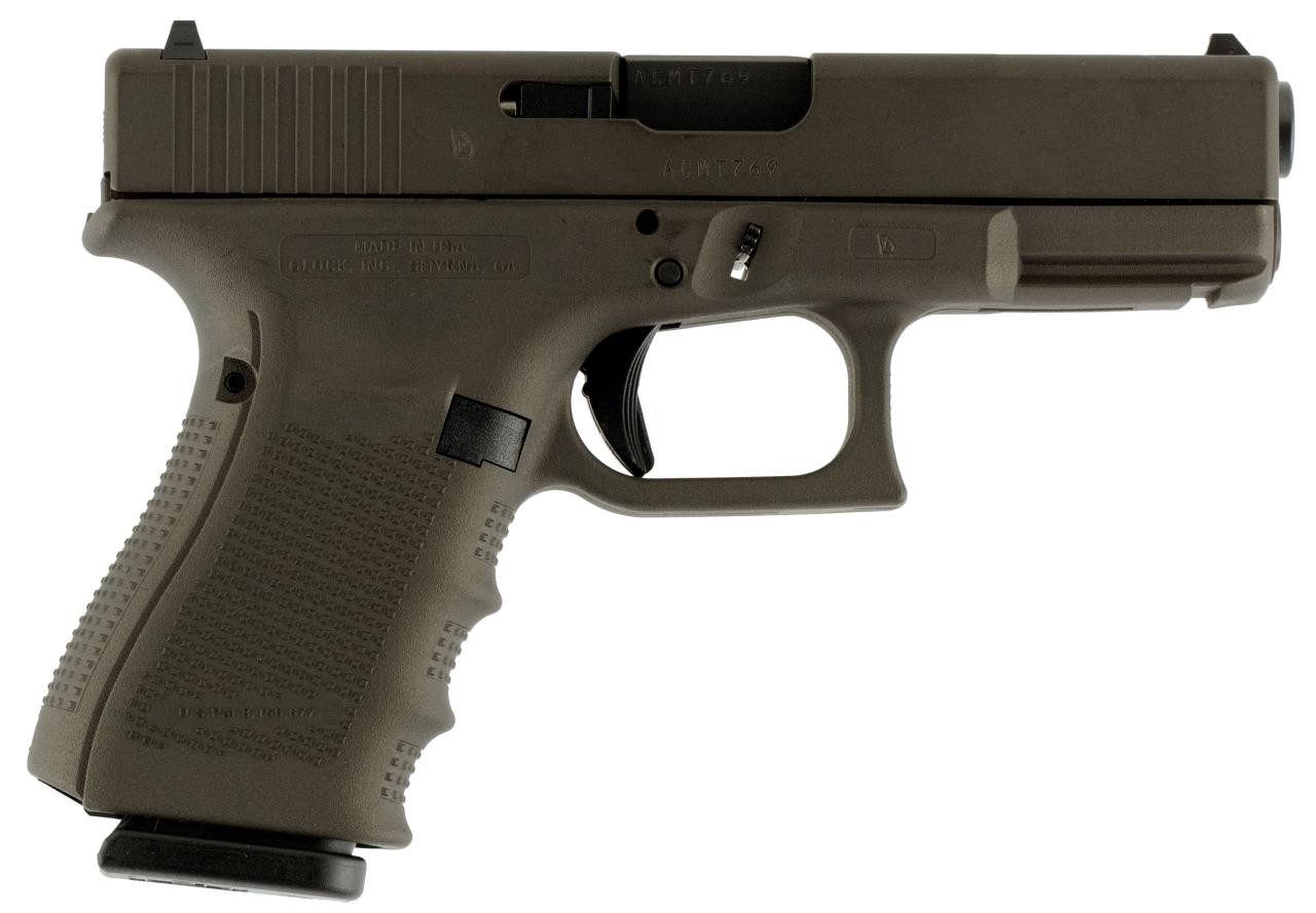 Glock UG1950204 G19 Gen 4 Double 9mm Luger 4.01" 15+1 Midnight Bronze Interchangeable Backstrap Grip Midnight Bronze Cerakote - 764503913921