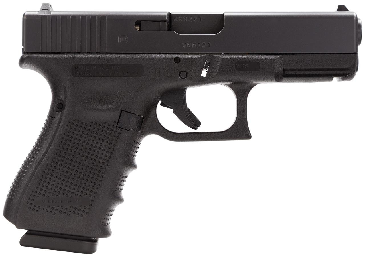 Glock PG1950201 G19 Gen 4 Double 9mm Luger 4.01" 10+1 Black Interchangeable Backstrap Grip Black - 764503692017