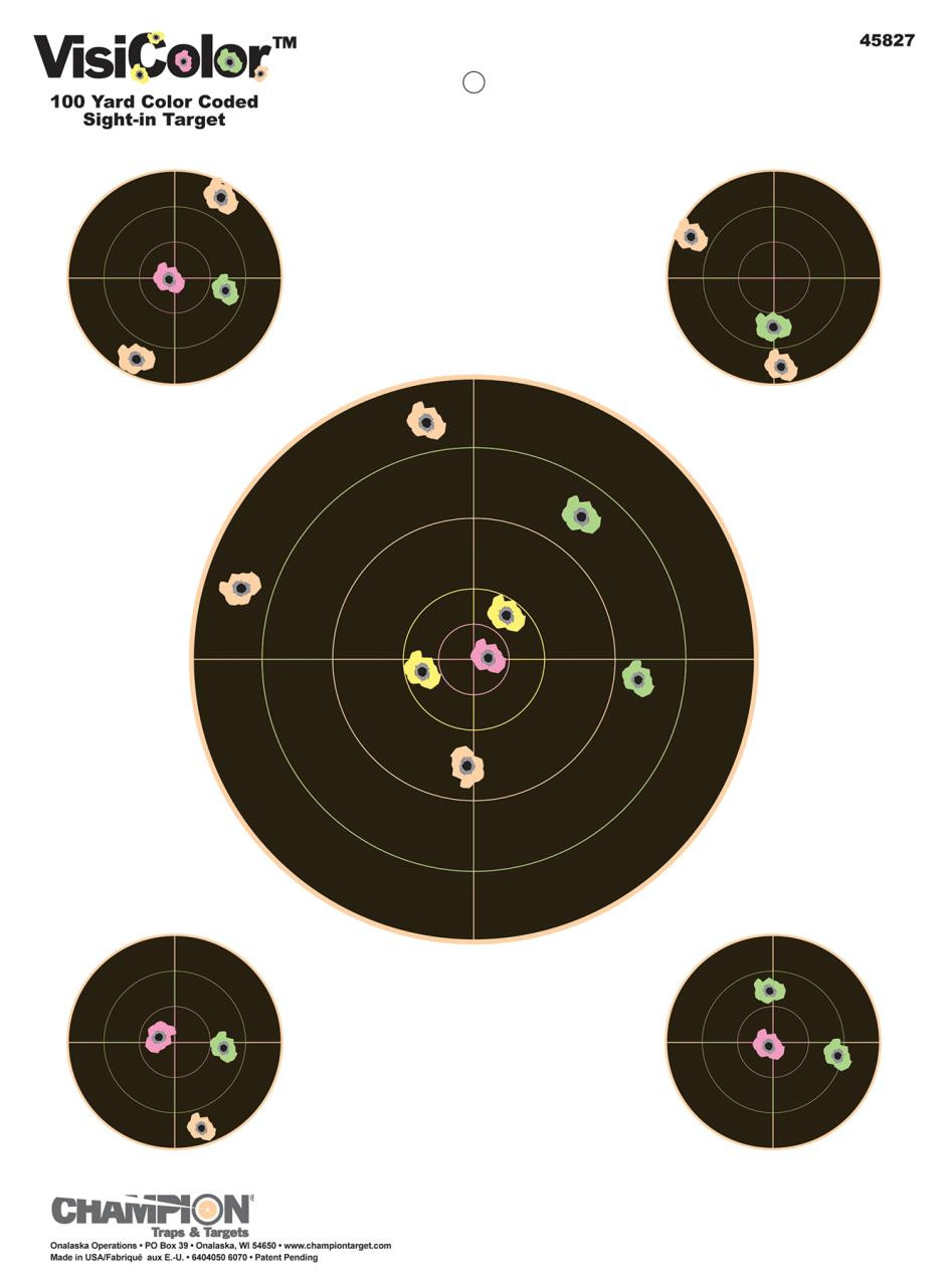 Champion Targets 45827  VisiColor Interactive Paper Target 8" Sight-In Bullseye 10 Pack - 766834582784
