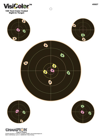 Champion Targets 45827  VisiColor Interactive Paper Target 8" Sight-In Bullseye 10 Pack - 766834582784