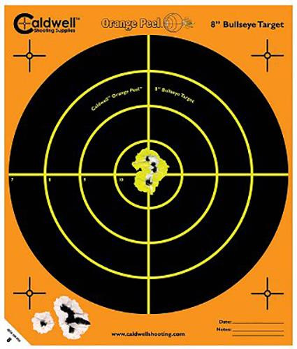 Caldwell 810-894 Orange Peel Targets Bullseye 8" 10 Pack - 661120108948