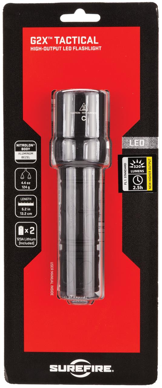 Surefire G2XCBK G2X Tactical 320 Lumens CR123A Lithium (2) Black - 848713203130