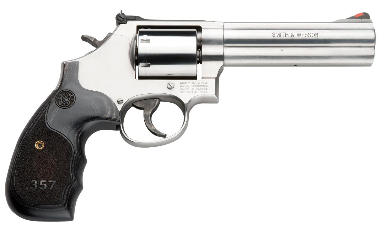 Smith & Wesson 150854 686 Plus Single/Double 357 Magnum 5" 7 rd Wood Grip Stainless Steel - 221881451440