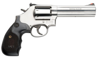 Smith & Wesson 150854 686 Plus Single/Double 357 Magnum 5" 7 rd Wood Grip Stainless Steel - 221881451440
