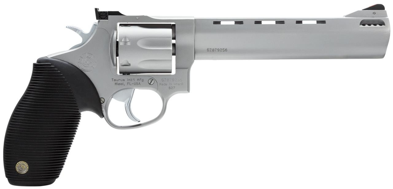 Taurus 2627069 627 Tracker Single/Double 357 Magnum 6.5" 7 rd Fixed Front/Adj Rear Sight Black Ribber Grip Stainless Steel - 725327340836