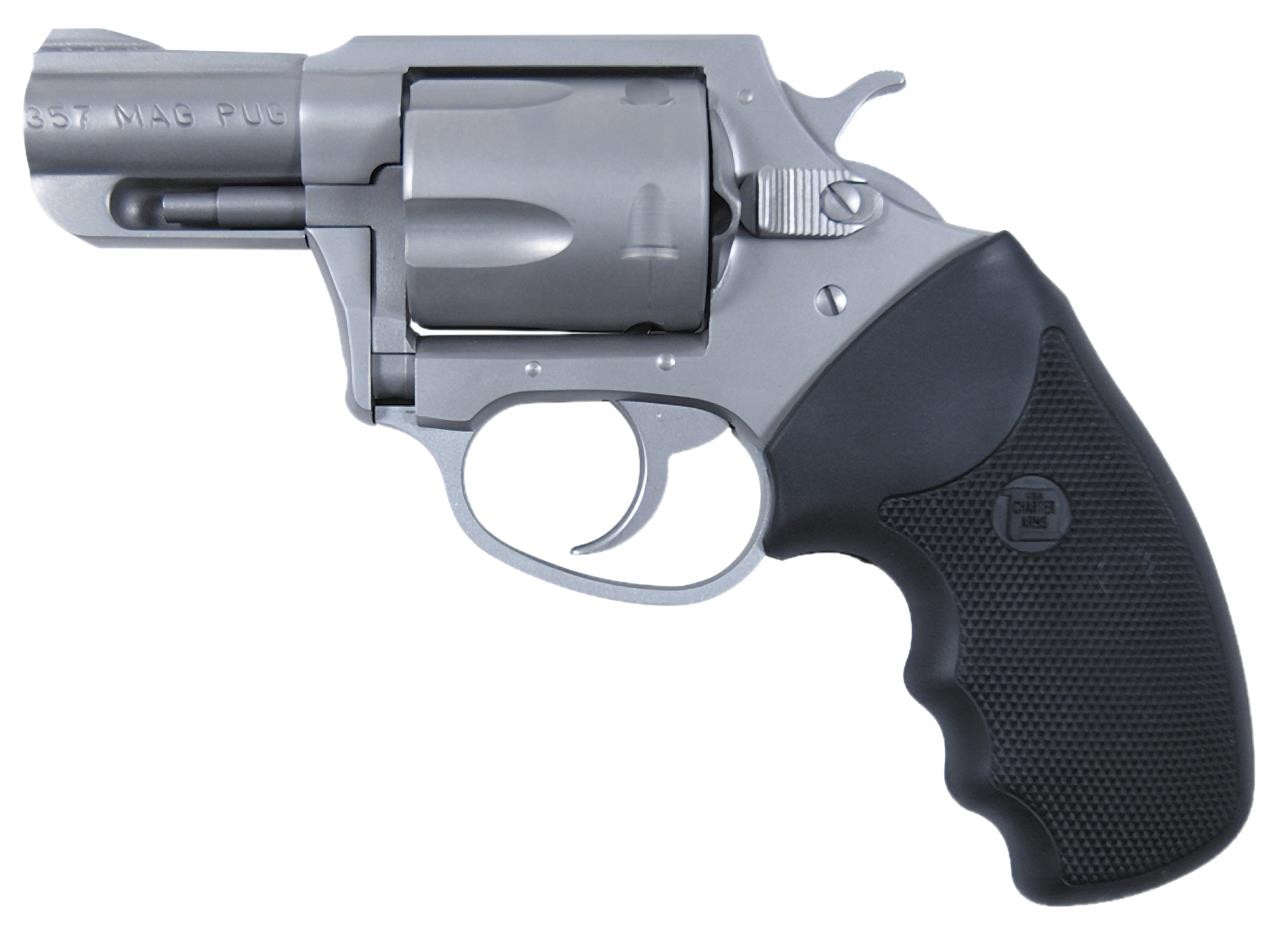 Charter Arms 73520 Mag Pug Standard Single/Double 357 Magnum 2.2" 5 Black Rubber Stainless - 678958735208