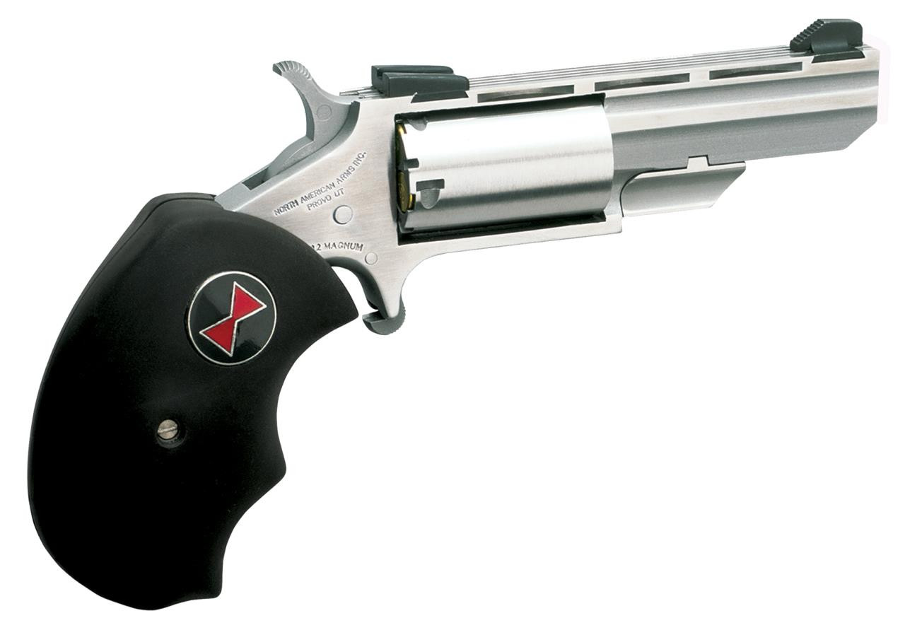 NAA BWC Magnum Black Widow Single 22 Winchester Magnum Rimfire (WMR) 2" 5 Black Rubber Stainless - 744253000355