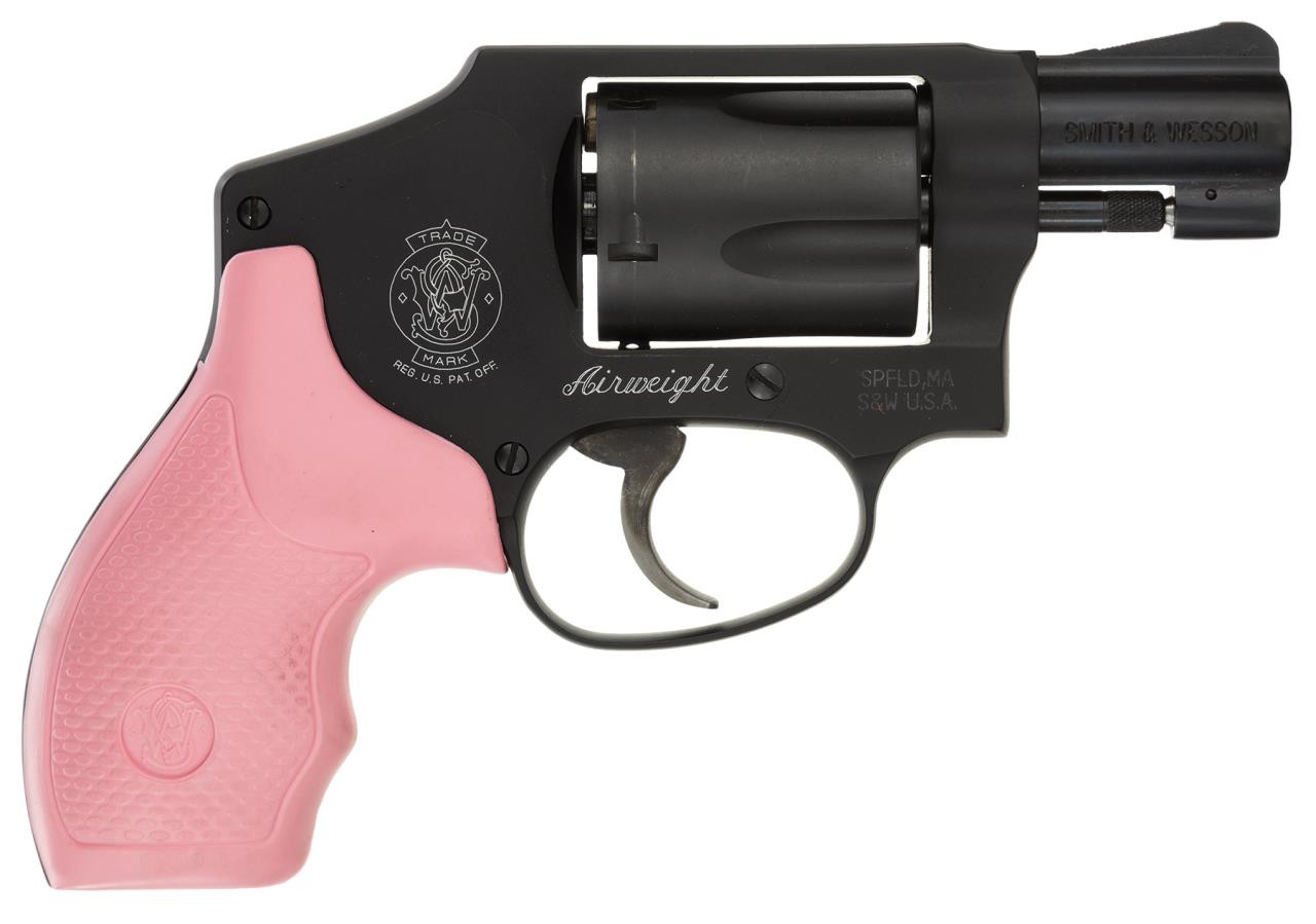 Smith & Wesson 150469 442 Airweight Double 38 Special 1.875" 5 rd Pink Synthetic Grip Black Stainless Steel - 221881365310
