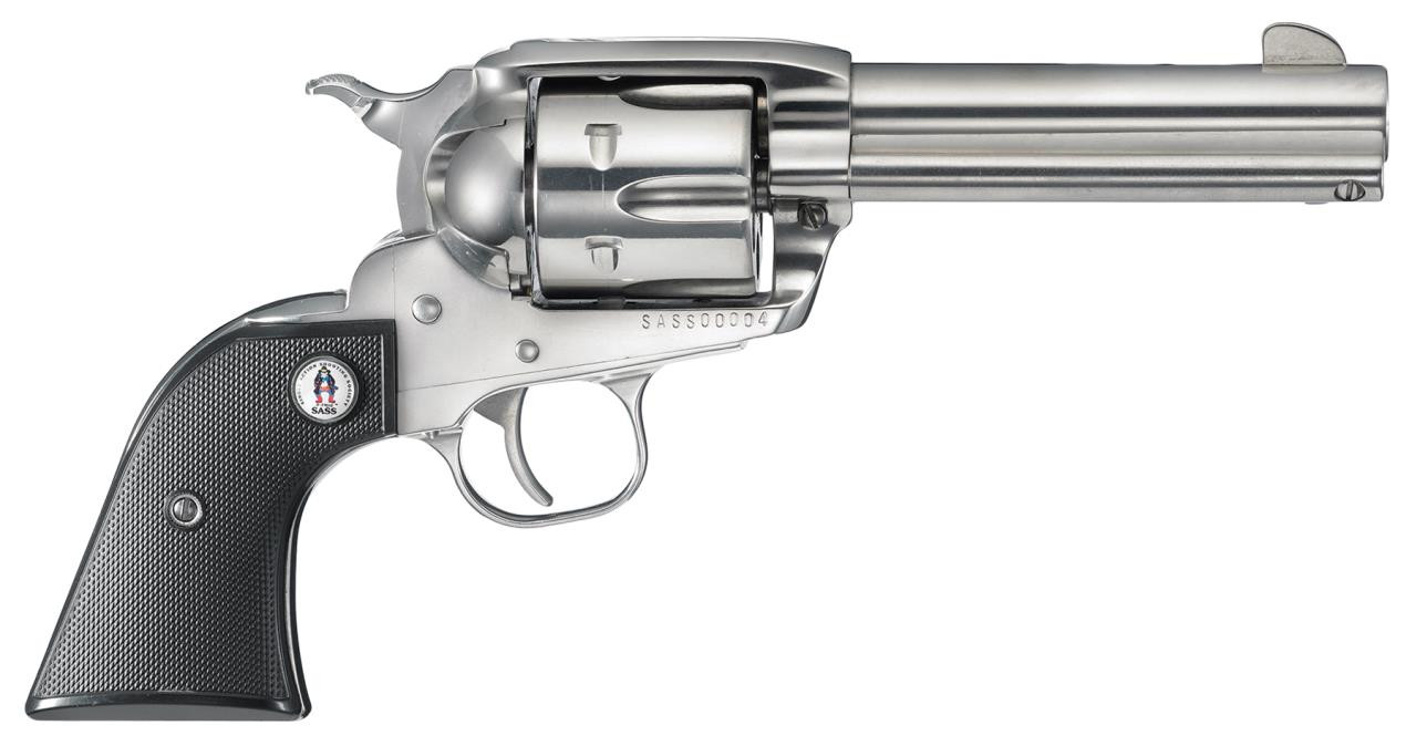 Ruger 5133 Vaquero SASS Single 357 Magnum 4.62" 6 rd Black Synthetic Grip Stainless Steel - 736676051335