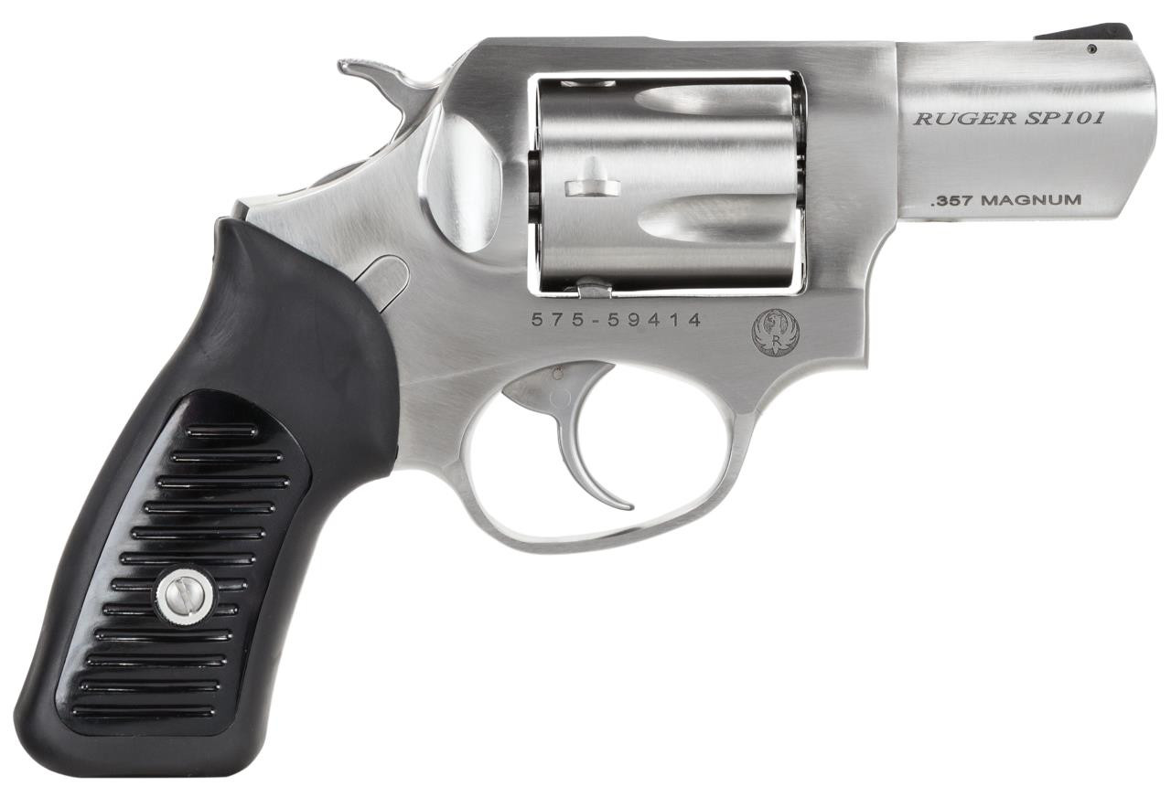 Ruger 5718 SP101 Standard Single/Double 357 Magnum 2.25" 5 rd Black Rubber w/Synthetic Insert Grip Stainless Steel - 736676057184