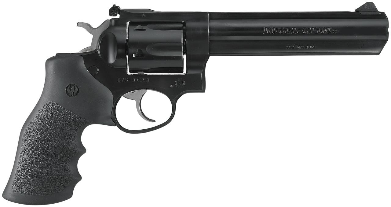 Ruger 1704 GP100 Standard Single/Double 357 Magnum 6" 6 rd Black Hogue Monogrip Grip Blued - 736676017041