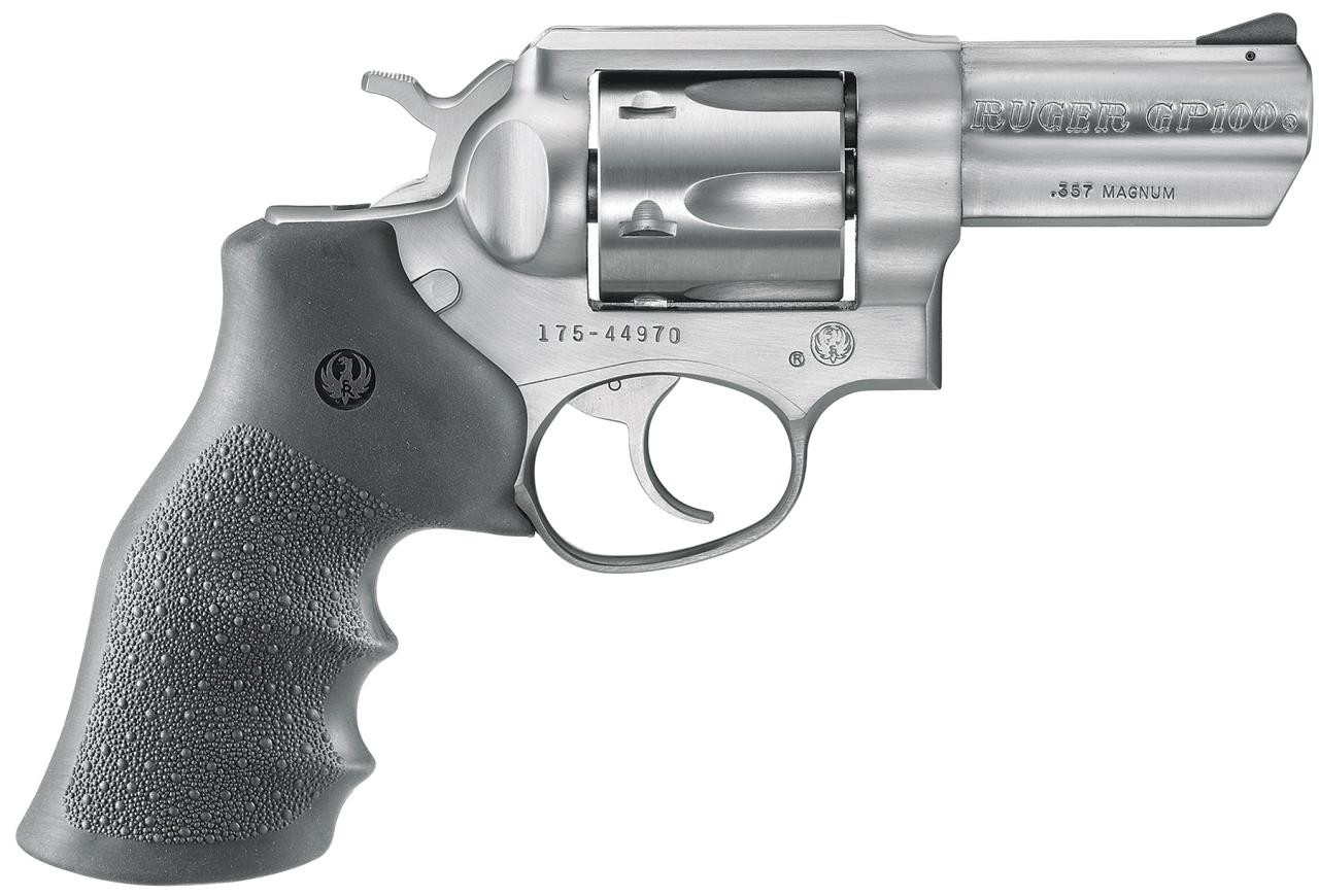 Ruger 1715 GP100 Standard Single/Double 357 Magnum 3" 6 rd Black Hogue Monogrip Grip Stainless Steel - 736676017157
