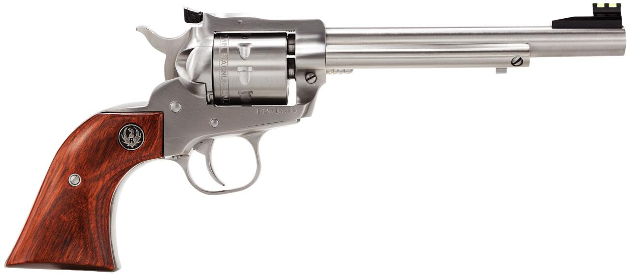 Ruger 8150 Single-Nine Single 22 Winchester Magnum Rimfire (WMR) 6.5" 9 rd Hardwood Grip Stainless Steel - 736676081509