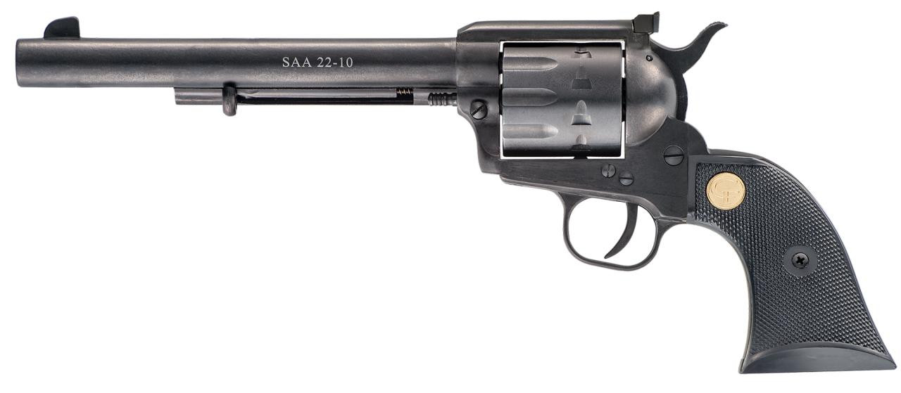 Chiappa Firearms CF340170D 1873 Single Action Army Single 22 Long Rifle 7.5" 10 Black Synthetic Black with 22WMR Cylinder - 536707110990