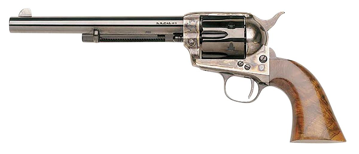 Taylors&Co 702A 1873 Single Cattleman 45LC 7.5" 6rd Case Hardended  Frame Blued - 839665001110