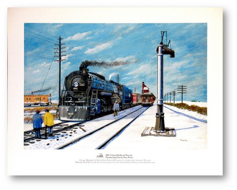 "Chicago, Milwaukee, St. Paul & Pacific Railroad #261 pauses for a broken rail at Sturtevant, Wisconsin" Print by Russ Porter