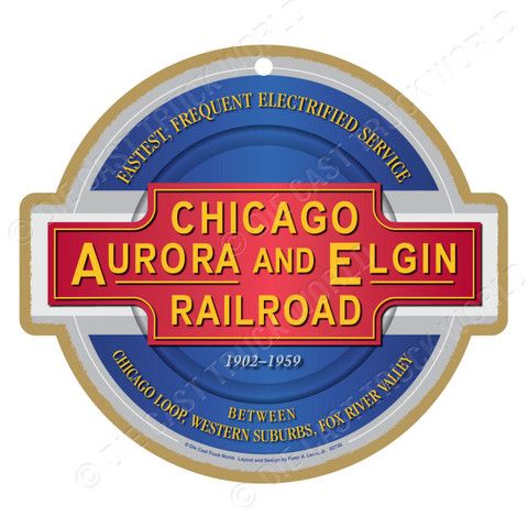 Chicago, Aurora, and Elgin Railroad Wooden Plaque