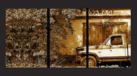 B and M Garage Sepia Triptych 