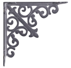 Pair of Antique Styled Cast Iron Shelf Wall Brackets Ornate Antique Black
