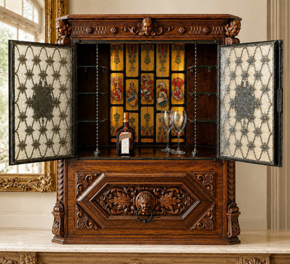 A Rare Antique French Renaissance Revival Cocktail Cabinet Bar - FR113