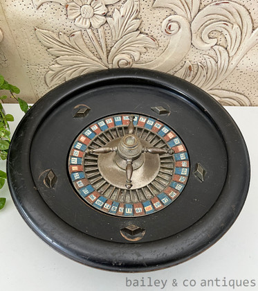 Antique French Rare Roulette Wheel Large Ebonised Wood - FR733