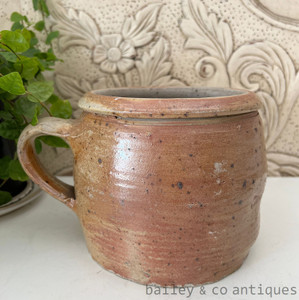 Antique French Rare Earthenware Stoneware Confit Pot - B0772